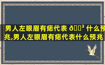 男人左眼眉有痣代表 🐳 什么预兆,男人左眼眉有痣代表什么预兆图解